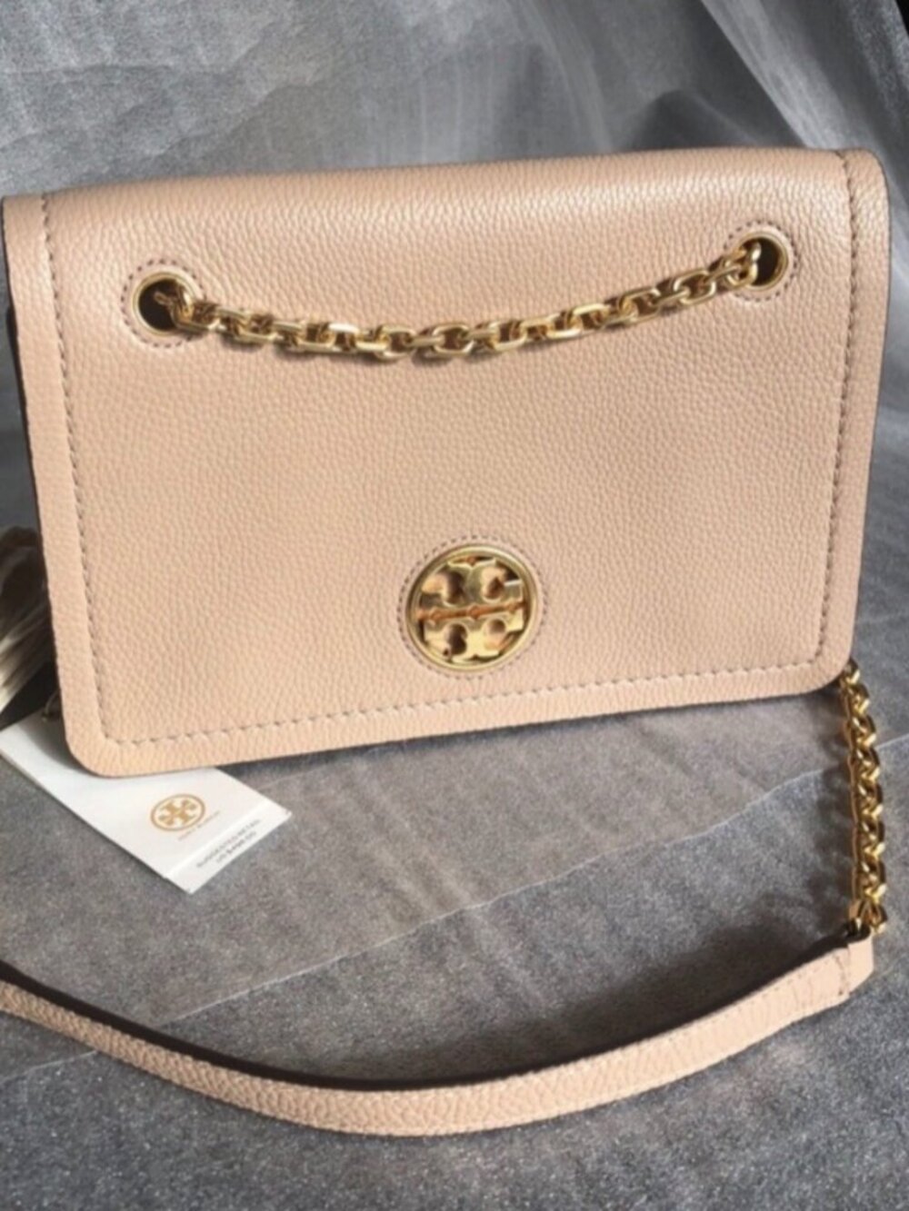 Tory Burch Carson Convertible Leather Crossbody Bag In Devon Sand Retail $498